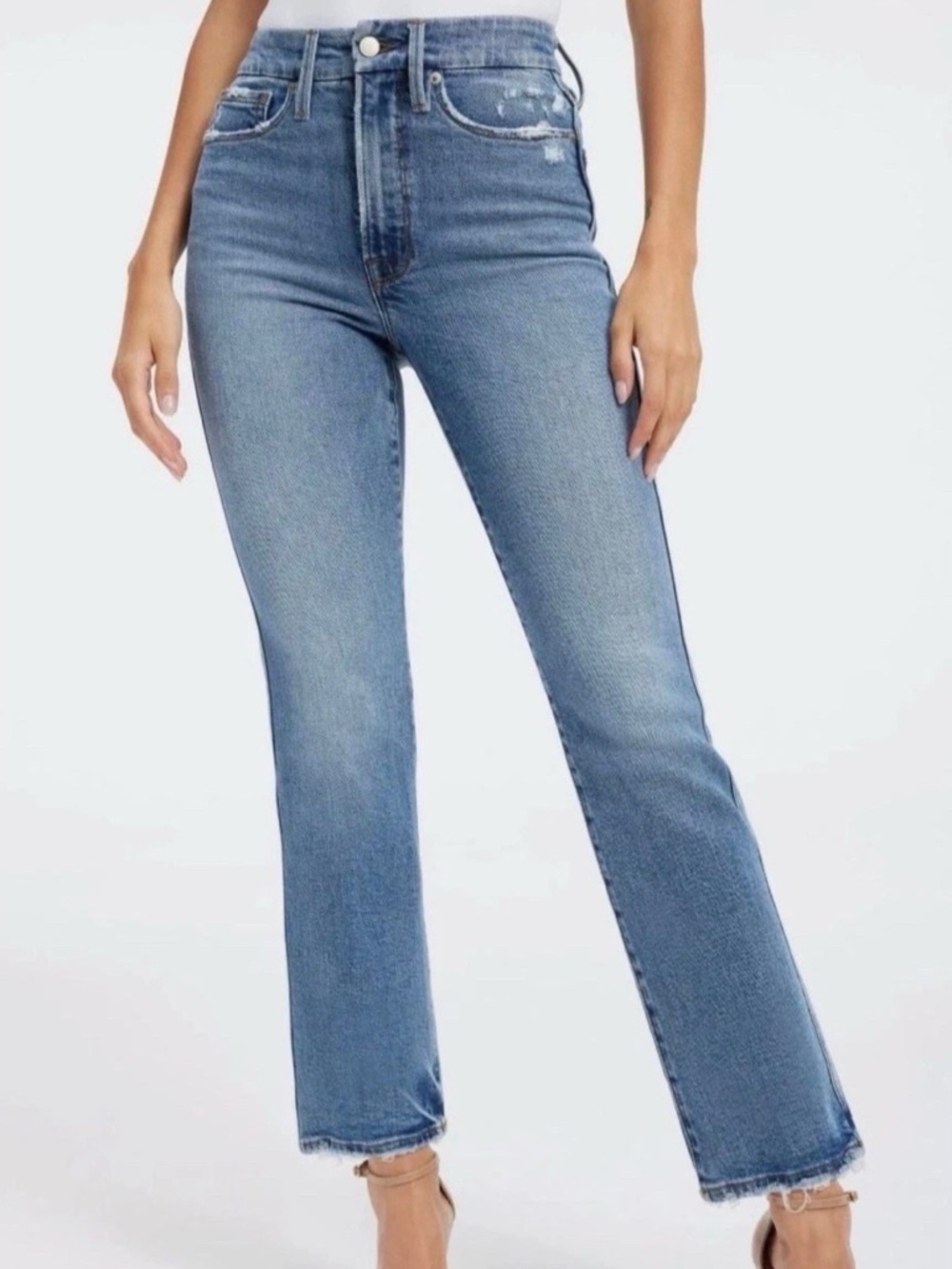 Good American Good Curve Straight Ankle Blue Jeans Size 12/31 Indigo338 GCST802T
